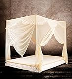 LIQICAI 蚊帳 高密度ネット 丈夫なグラスファイバースタンド ノーブルスタイル 便利な3ドア、5フィートのベッドに適しています ( 色 : ベージュ )