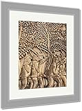 Ashleyフレームプリント壁Carving withアーチェリー選手のPrasatバイヨンで有名なランドマークAngkor Wat、壁アートホーム装飾、ag5958598 30x26 Silver 