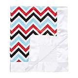 My Blankee Chevron Minky Multi Red w/ Minky Dot White Baby Blanket, 30" x 35" [並行輸入品]