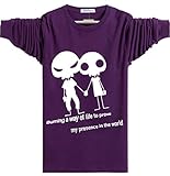 【Smile LaLa】 メンズ レディース シャツ Tシャツ 長袖 スカル ドクロ プリント シンプル 兼用 春 秋 (４XL, パープル)