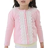 Snone キッズ 子供服 女の子 ボレロカーディガン リボン レース 長袖 秋 薄手 入園式 発表会 結婚式 誕生日 100-140cm ピンク/ネイビー