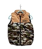 キッズ 子ども 中綿 防寒 ベスト 迷彩 コーデュロイ 切替タイプ (120cm, グリーン)