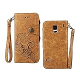 Galaxy S5 ケース,COOSTOREJPレトロエンボス加工ローズFlorals PUレザーケース磁気カードウォレット+取り外し可能な手首ストラップのデザインは、に適用するSamsung Gal