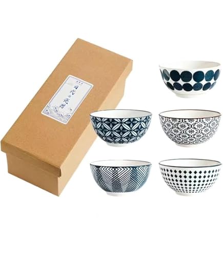 Amazon.co.jp: 蓋付き茶碗 5客 + 蓋だけ4客 飯茶碗 骨董品 茶碗