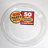Amscan Big Party Pack 50 Count Plastic Lunch Plates, 10 1/4 Inch, Clear [並行輸入品]