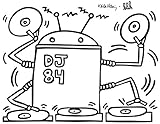BLIK ウォールステッカー ロボット DJ 84 ブラックアウトライン BKH-107-DJ