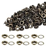 ハトメ 両面ハトメ ハトメキット 穴あけ レザークラフト 底鋲 打ち具 取り付け 簡単 布革細工 DIY アクセサリー 200セット (ブロンズ色, 5mm)