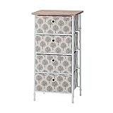 簡単組立チェスト/収納チェスト 【4段 ベージュ】 幅40cm スチールフレーム 北欧風柄 LFS-654BE