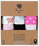 Kishu Baby Girl Bandana Bib Gift Set, Premium 100% Cotton Muslin, Set of 3, Reversible by Kishu Baby