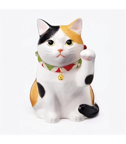 万福唐草 招き猫　ペア 陶彩万福唐草招き猫(左手上げ・中) – 中外陶園オンラインストア