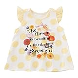 (チャックル) chuckle *スウィートガール*花柄ドットフリル袖Tシャツ【チュニック】 イエロー 80cm P3387-80-41