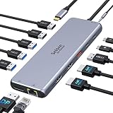 ドッキングステーション type c 13-in-1 usbハブ hdmi 2つ type-c 4K@60Hz thunderbolt usb c ハブ HDMI 変換アダプタ トリプルディスプレイ Type C ハブ タイプc ハブ【USB-C PD 10Gbps データ ハブ/デュアル 4K HDMI出力/USB 3.1/100W 急速充電/RJ45/オーディオ /USB3.0搭載】