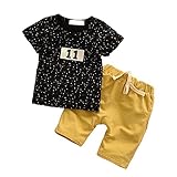 【SEBLES】ベビー 赤ちゃん 男の子 半袖 ラウンドネック プリント ペイント 無地 ポケット Tシャツ ズボン ボトムス パンツ セット ツーピース コットン 綿 夏 春(タイプB,100cm)