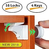 赤ちゃん磁気キャビネットロック子安全 – Ideal For Baby校正引き出しキャビネットとin Kitchen – 16ラッチ& 4キー – ドリルなし、簡単にインストール – 子安全キャビネッ
