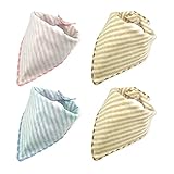 M i M i L a ベビー よだれかけ 柔らかい ビブ 三角 スナップ サイズ調整可能 4枚セット (ボーダー)