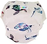 ベビーの水遊びにスイムパンツ　★赤ちゃんの水あそびに！洗って使えるので紙パンツよりとっても経済的でかわいいので大人気 (White Turtles)
