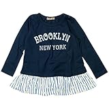 《H28年秋冬物》 nico hrat(ニコフラート) 製品洗い加工済み 42/2天竺ストライプチュニック 110cm/NV NO.B-260861