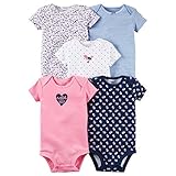 カーターズ Carter's 女の子用ネイビーバード花柄半袖ボディースーツ5枚セット (newborn(-55cm)) [並行輸入品]