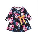 子供服 ベビー 花柄 長袖 ドレス ベビーガールズ 女の子 フローラル チュチュ ドレス 秋冬 ワンピース パーティー 発表会 入学会 プレゼント (1-2歳)