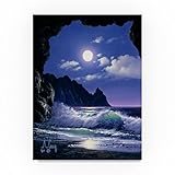 波under the moon 9 by Anthony Casay、14 x 19インチキャンバス壁アート