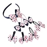 髪飾り　子供　女の子　ヘアピン　髪留め　ヘアクリップ　ヘアアクセサリ　可愛い　七点セット　蝶結び　きれい　ギフト　誕生日 (D)