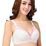 [シューズラック]　ブラジャー　マタニティ　ボタン式で前開き　フロントオープン　授乳便利　哺乳用　ママ　マザーズ　下着　インナー　産後　産前準備　妊婦　コットン　綿　脇肉補正　大きいサイズ　ドット柄　