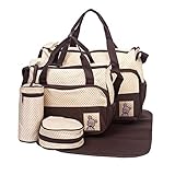 5pcs/set Baby Lovess Nappy Baby Diaper Bag Travel Diaper Tote Bag Handbag Diaper Bag for Mummy and D