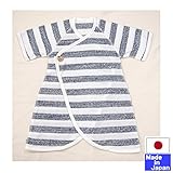 ★日本製★ワンタッチテレコフライスコンビ肌着（太ボーダー・グレー)新生児50-60cm　綿100％　外縫い