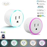 スマートプラグ WIFI LEDライト付き コンセント ソケット ミニ スイッチ 無線リモコン ワイヤレス カラー変換 Alexa/Google home/IFTTT対応 電源制御 遠隔操作 2個セッ