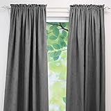 Brite Ideas Living Rod Pocket Curtain Panel, 54 by 96-Inch, Passion Suede Charcoal