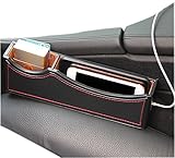 Elezay　リベット　車用小物入れ　車内シートすきま用ポケット　スマホんケーブル穴付き　隙間ポケット　収納　便利　高級感　小物落下防止　3色　ブラック