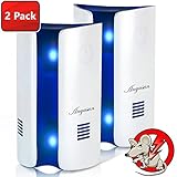 Anyasun ネズミ 駆除 超音波害虫駆除器　2個セット　ナイトライト搭載　超音波＆電磁波でネズミを撃退　害獣駆除対策　虫除け器　最大有効範囲150平米(約100畳) コンセント式　省エネ ネズミ/