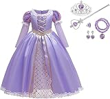 [EKOMIS] ラプンツェル ドレス 子供 コスチューム プリンセス ドレス キッズ ディズニー コスプレ ハロウィーン ワンピース 仮装 イベント 誕生日プレゼント ふんわり キッズドレス 記念撮影用 100 110 120 130 140 150