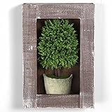 MyGift 12インチ壁マウント人工トピアリー植物オーナメントで国素朴な木製Hangingアートフレーム