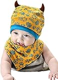 (ケイグラッソ)K-grasso+ ベビー 帽子 + スタイ 2点 セット かわいい モンスター 柄 角付き フライス プレゼント 出産祝い ギフト お祝い 新生児 赤ちゃん キッズ ぼうし キャップ