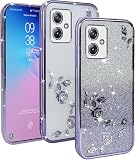 moto g64 5G ケース『AFINER』新型 軽量 超薄型 TPU [ 透明なグリッターカバー ] moto g64 5G 専用 キラキラ輝くスマホケースで超薄くて衝撃に強い 擦り傷防止 レンズ保護 着脱簡単（パープル）