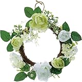 ポピー 造花 ローズリース グリーンホワイト FBC-8014G/W 直径:17.5cm