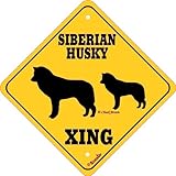 【XING２】 SIBERIAN HUSKY サインボード：シベリアンハスキー 二頭 横断 注意 看板 [並行輸入品]