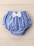 moujonjon ムージョンジョン ベビー リボン 付き ブルマ 赤ちゃん 女の子 おむつカバー 90㎝ サックス