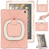 縦置き 横置き Fire HD 10 Plus 2021年型 ケース Fire HD 10 カバー 360度回転 持ち手付き 斜め掛け ショルダーベルト 肩掛け ストラップ Fire HD 10 プラス 10.1インチ タブレット 保護ケース 耐衝撃 頑丈 PC シリコン 3重構造 アウトドア