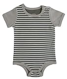 Organic Cotton Baby Bodysuit (Onesie) (3 to 6 Months, Gray Stripes) by Coddle Tots