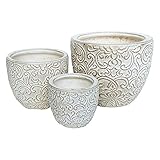 5.5、7.5、10号 模様柄中深型 ゴールド 3点セット 植木鉢 おしゃれ 陶器 まとめ買い 3948WG