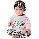 gillberryベビーキッズ女の子Tシャツパンツレギンスヘッドバンド3点服装セット カラー: ホワイト