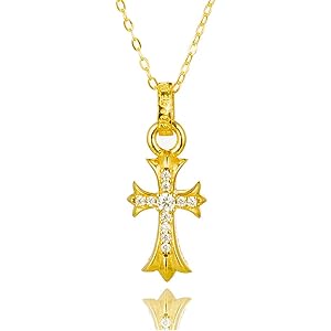 SILPLA ネックレス メンズ レディース ゴールド クロスネックレス シルバー925 18k コーティング べビーファット リバーシブル 専用BOX付き プレゼント (ゴールド)