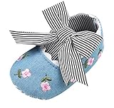 C-Princess ベビー靴 ファーストシューズ ルームシューズ サンダル 赤ちゃん 新生児 女の子 お姫様 歩行練習 蝶結び ストライプ 可愛い 出産祝い ブルー 12cm