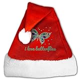 クリスマス サンタ帽 クリスマス プレゼント クリスマスツリー 飾り バタフライ プリント スタイル サンタクロース帽子 サンタクロースキャップ コスチューム Small