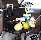 カー用品 車内テーブル ドリンクホルダー　 後部座席用 折りたたみ式　車載マルチテーブル