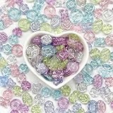 Harovo ビーズ ミックス 50g入 アンティーク 手芸 アクセサリー パーツ シュゲイ アクリルビーズ ピアスパーツ ハンドメイド チャーム （シルバーライン）