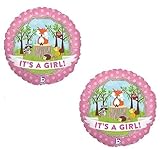 loonballoon Fox Woodland Animals It 's A GirlベビーシャワーWelcome ( 2 ) 18 " Party Mylar Balloon