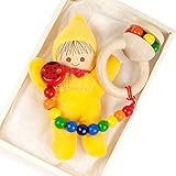 出産祝い ベビーギフト granpapa（グランパパ） ベビーぬいぐるみ 木のラトル おもちゃホルダー リサちゃんと天使のささやきのセット ギフトセット イエロー